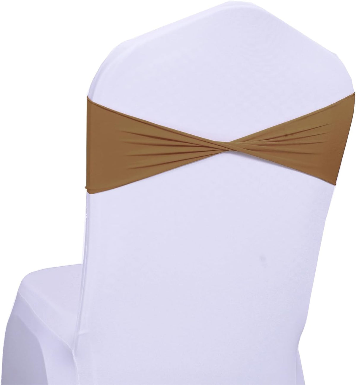 VDS Pack of 125 PCS | Mocha | Spandex Chair Sashes Bows Without Buckle | Stretch Elastic Banquet