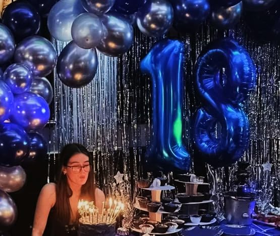 Night Blue Foil Number 8 Balloon 40 Inch, Helium Mylar Eight Number 8 18 28 38 48 58 80 88 Birthday