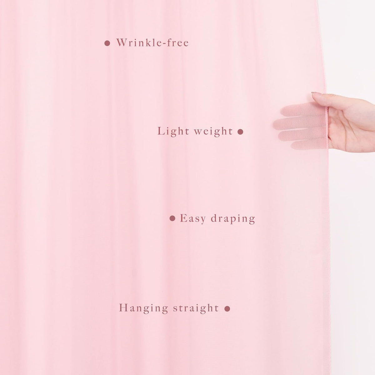 2 Panels Wedding Arch Draping Fabric 20Ft Length x 28" Width Light Pink Arch Drapes Chiffon Fabric