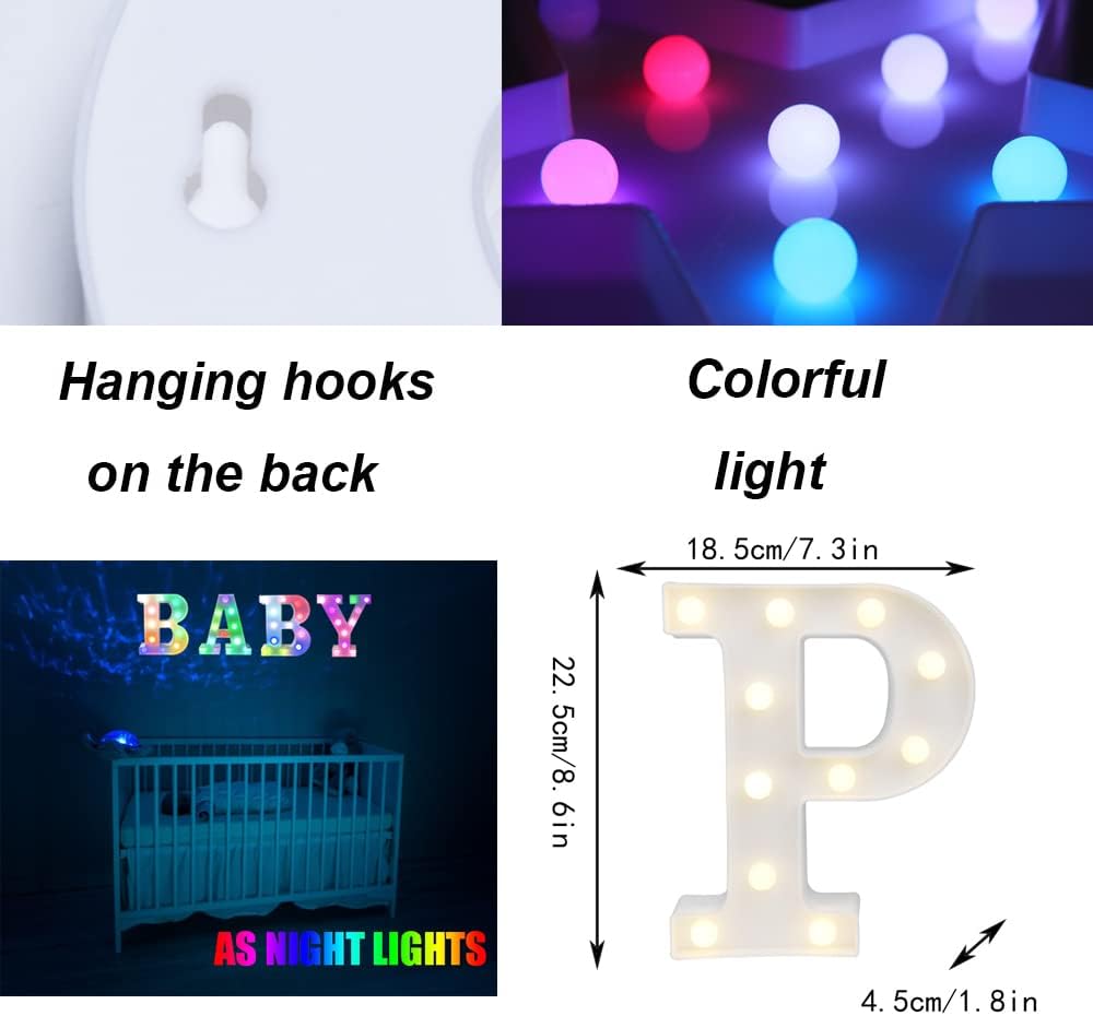 Light Up Colorful LED Marquee Letter lights, 18 Colors Changing Alphabet Letters Sign with Remote