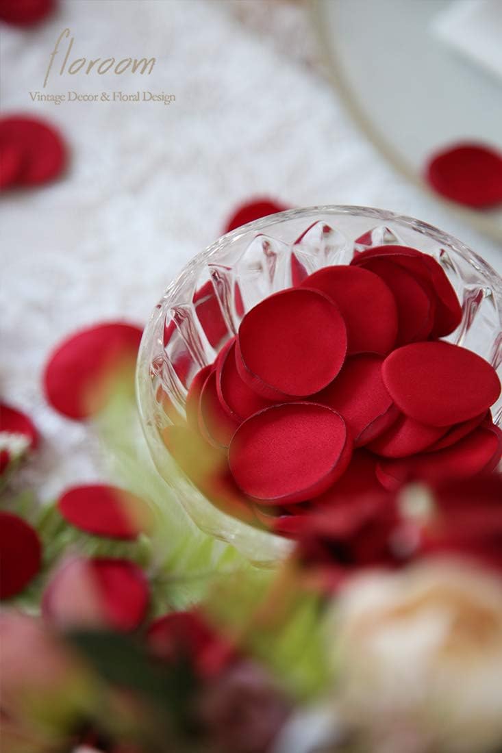 Floroom 500pcs Rose Petals Dark Red Faux Silk Flower Petals for Wedding Flower Girl Basket Aisle
