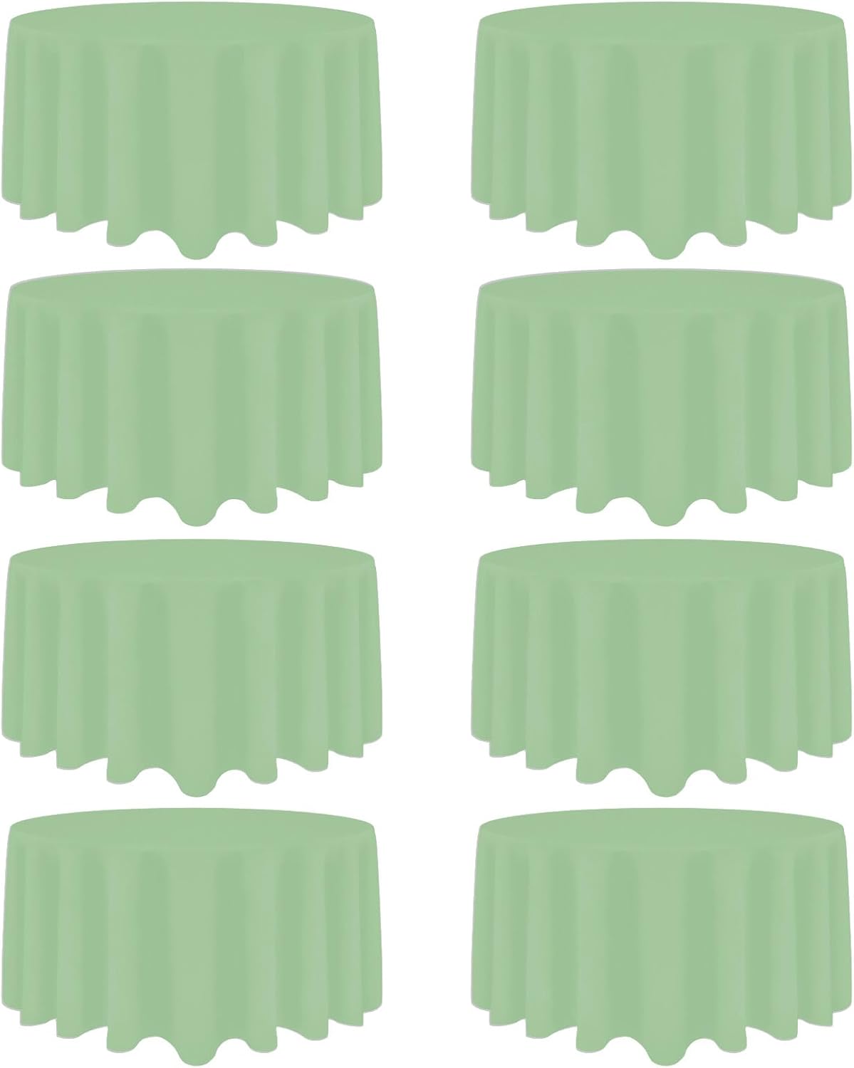 8 Pack Sage Green Round Tablecloth 90 Inch Stain and Wrinkle Resistant Round Sage Green Table Cloth