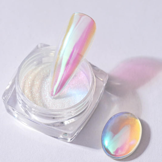 Pretty Diva 0.3g Mermaid Unicorn Chrome Nail Powder, Aurora Iridescent Chrome Powders for Nails