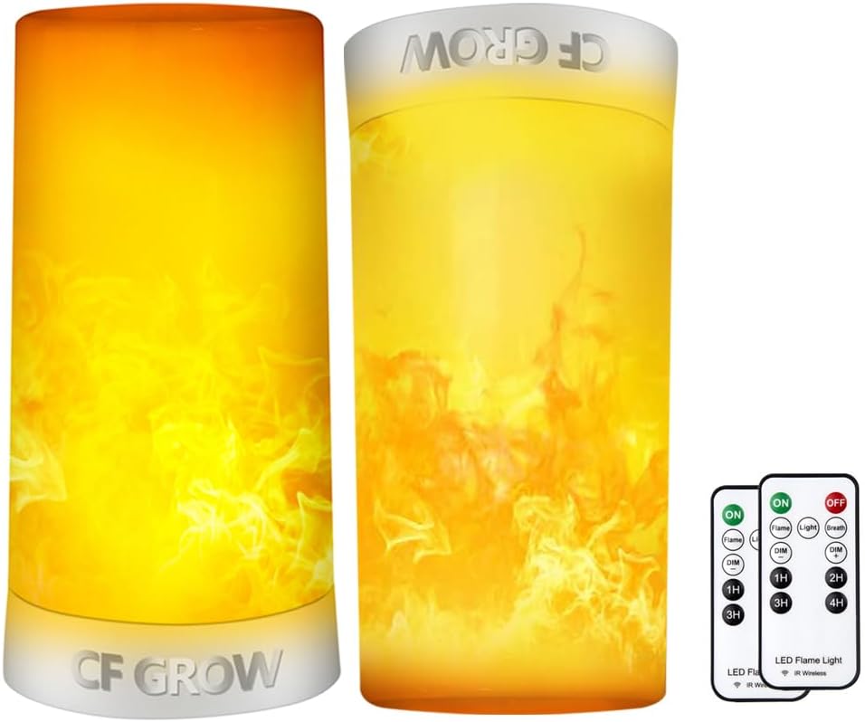 LED Flame Effect Fireplace Light with Remote & Timer, USB Rechargeable Battery Operated Flameless