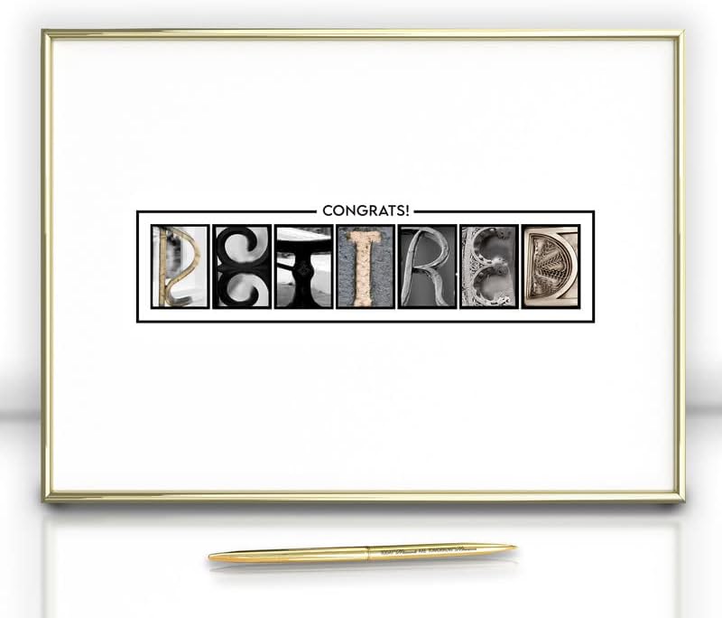 Framed Gold Retirement Decorations Guest Book for Men - 12"x16" Large Sign Poster including Gold