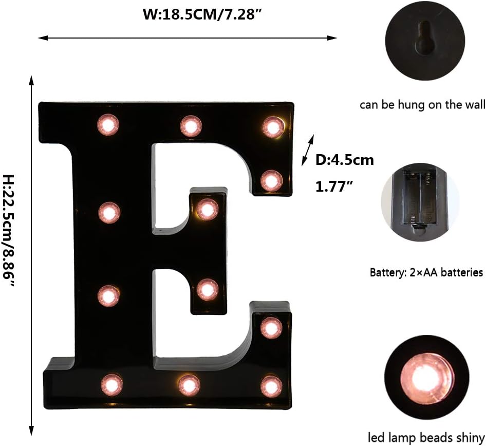 OYCBUZO Light Up Black Alphabet Marquee Letters Sign LED Marquee Number Lights Sign for Night Light
