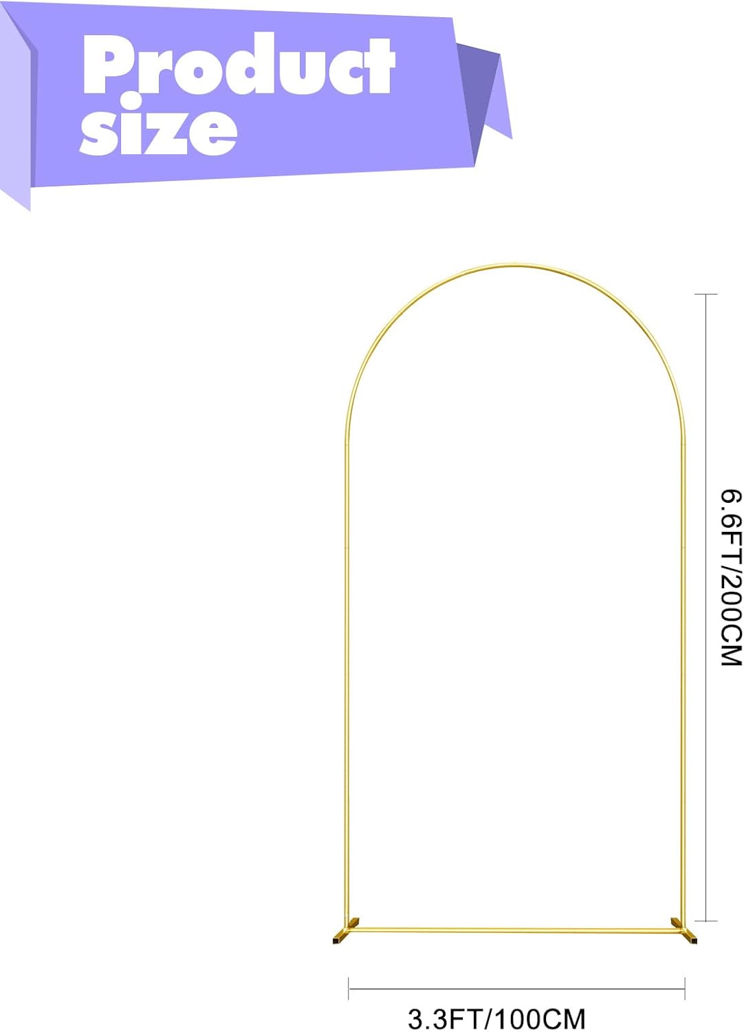 Wedding Arch Backdrop Stand 6.6FT Gold Wedding Balloon Arched Backdrop Stand Square Arch Frame for