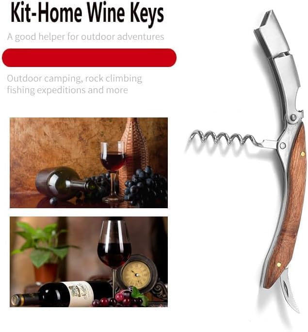 Professional Waiter Corkscrew Wine Key for Bartenders Set of 3,With Long Rosewood Handle Stainless