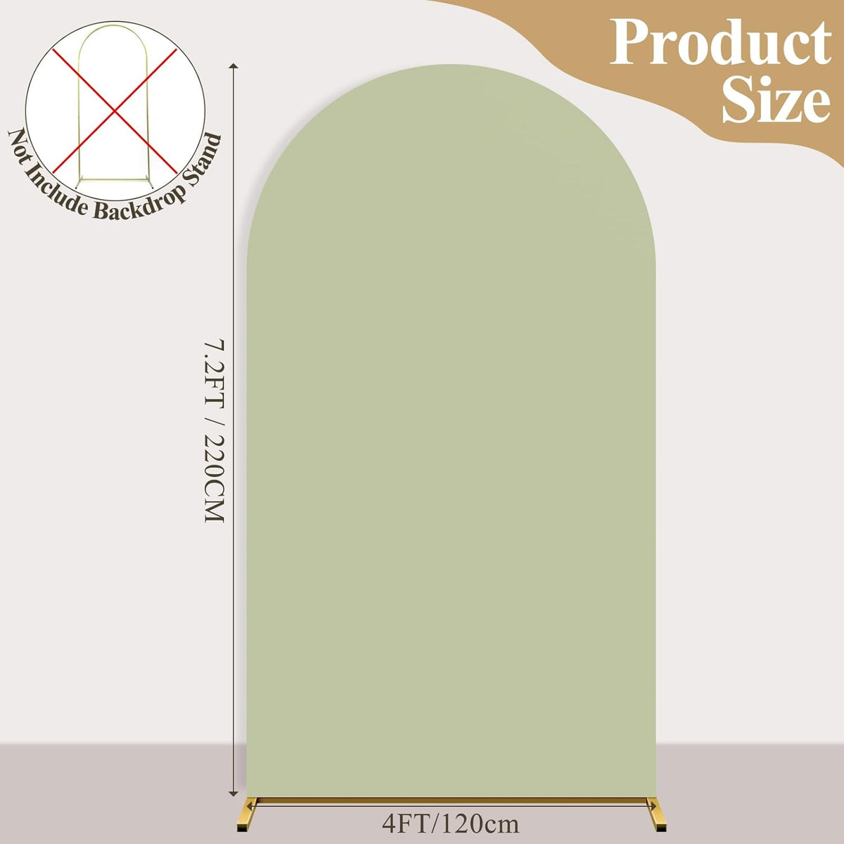 Ledido Wedding Arch Backdrop Cover 7.2FT Arch Covers Fitted Stretchy Spandex Round Top Stand