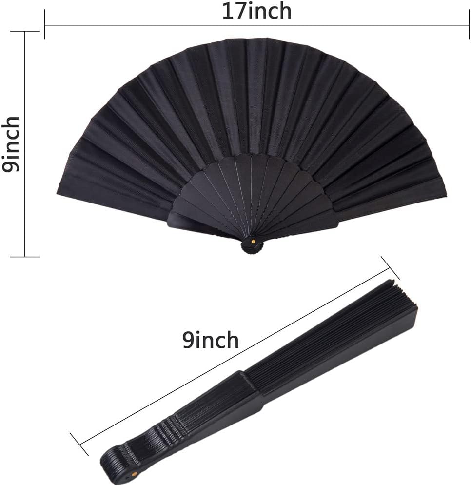HUNANBANG 1 Dozen 12 Pieces Folding Hand Fans Church Wedding Gift, Party Favors, DIY Decoration