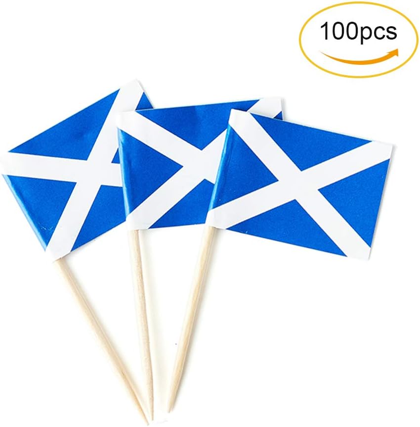 Scotland Flag Scottish Flag, Small Mini Scotland Toothpick Flags for Food, Cupcakes, Cocktails