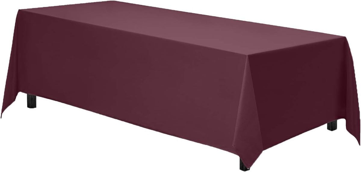 Gee Di Moda Rectangle Tablecloth - 90 x 156 Inch Burgundy - Heavy Duty Washable Polyester - 8 Ft