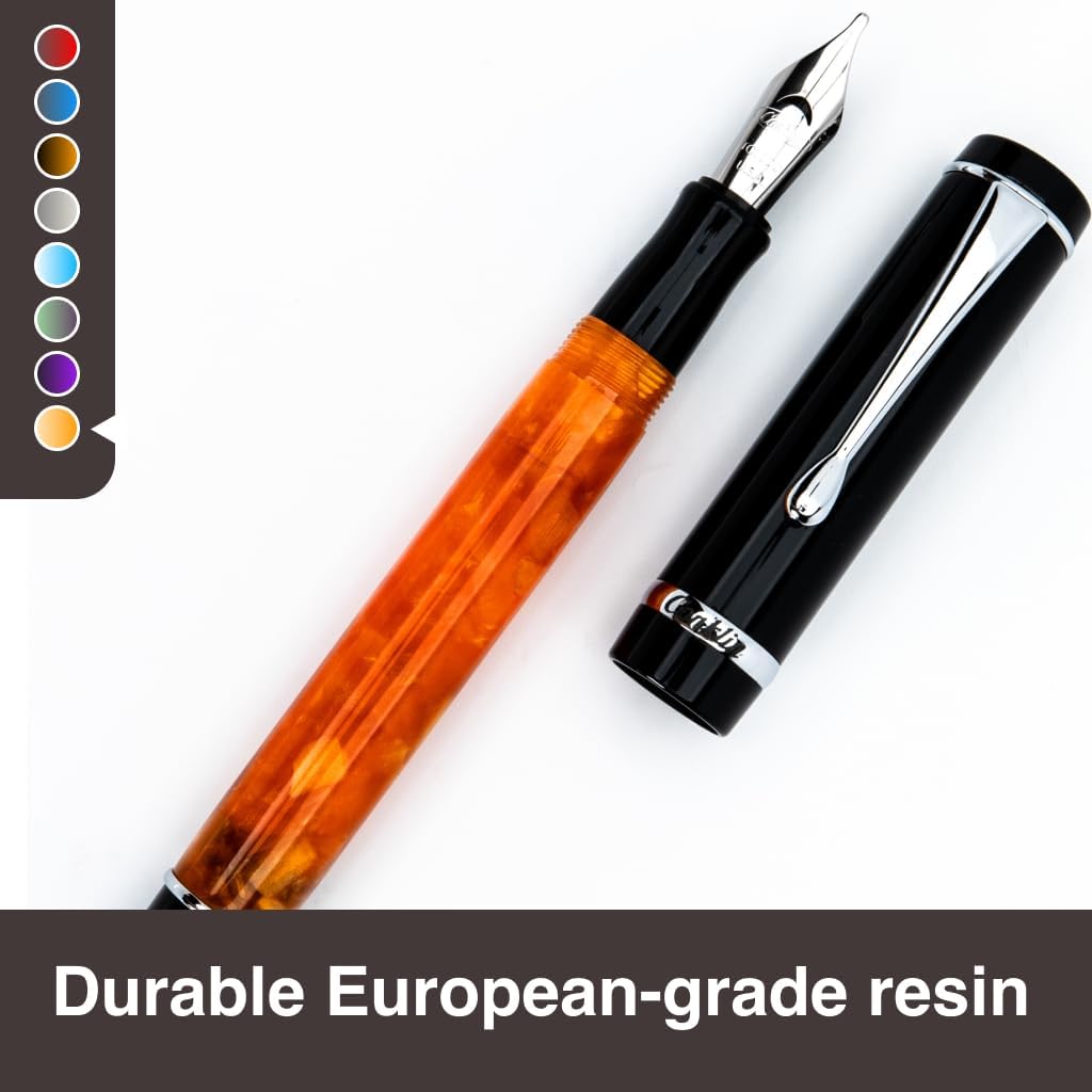 Conklin Duragraph Fountain Pen Orange Nights - Fine Nib, Luxury Writing Instrument with Vibrant