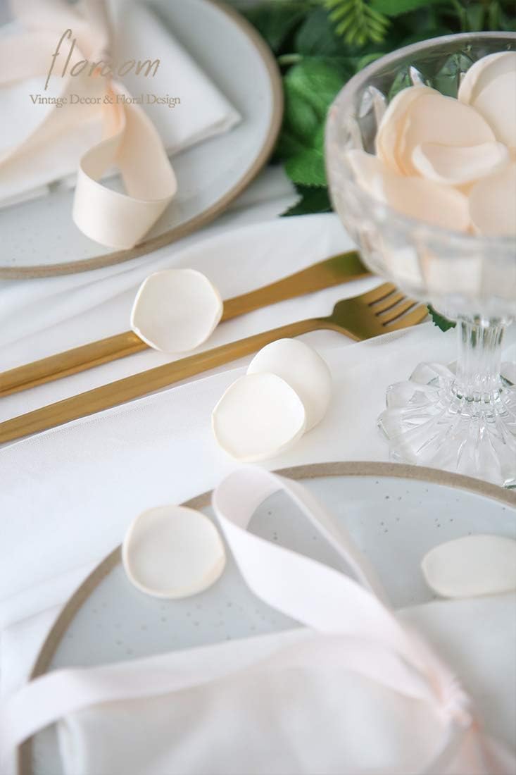 Floroom 300pcs Rose Petals Cream Faux Silk Flower Petals for Wedding Flower Girl Basket Aisle