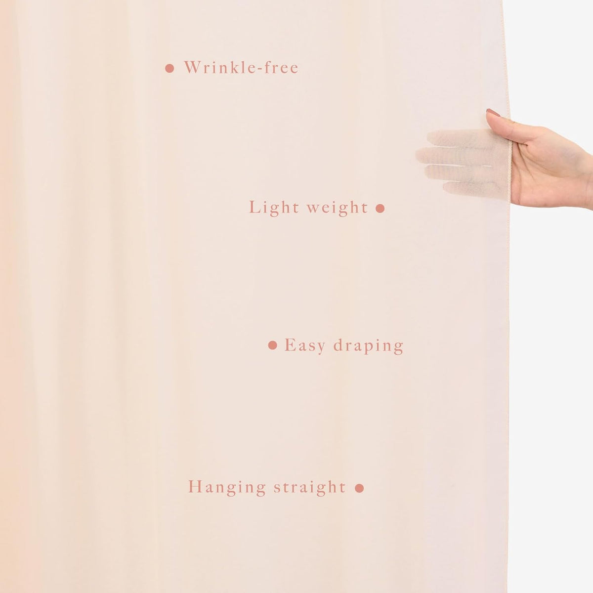 4 Panels 20Ft Length x 28" Width Light Peach Wedding Arch Draping Fabric Arch Drapes Chiffon Fabric