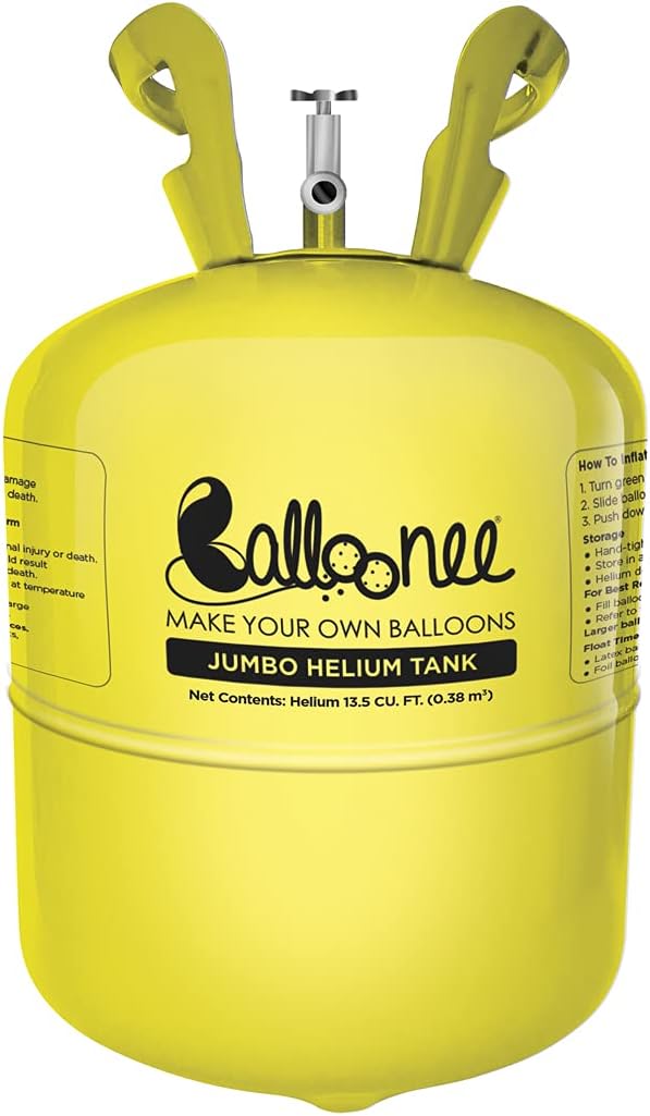 Jumbo Disposable Helium Party Kit - Pack of 4, Helium Tank for Balloons At Home, 13.5 Cu Ft Helium