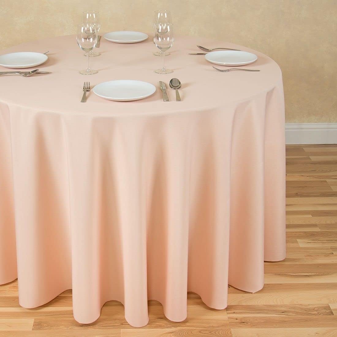 LTC LINENS 2 Pack 108 Inch Round Tablecloth Peach - Great for 48 Inch Round Table Floor Length