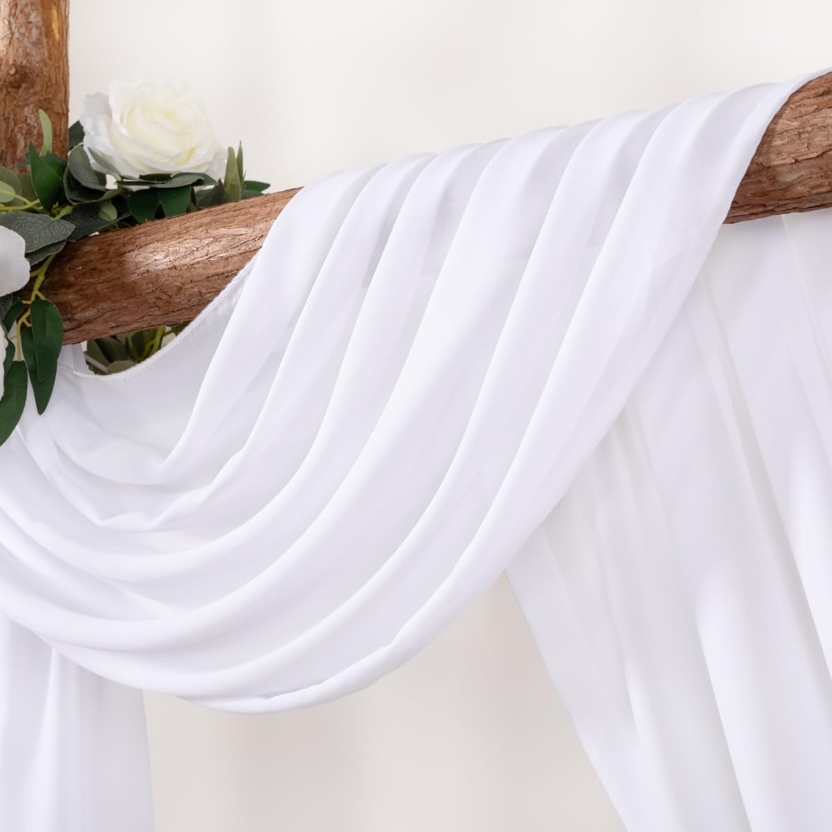White Wedding Arch Draping Fabric 4 Panels 30'' x 18FT Sheer Chiffon Arch Drapery for Photo Booth