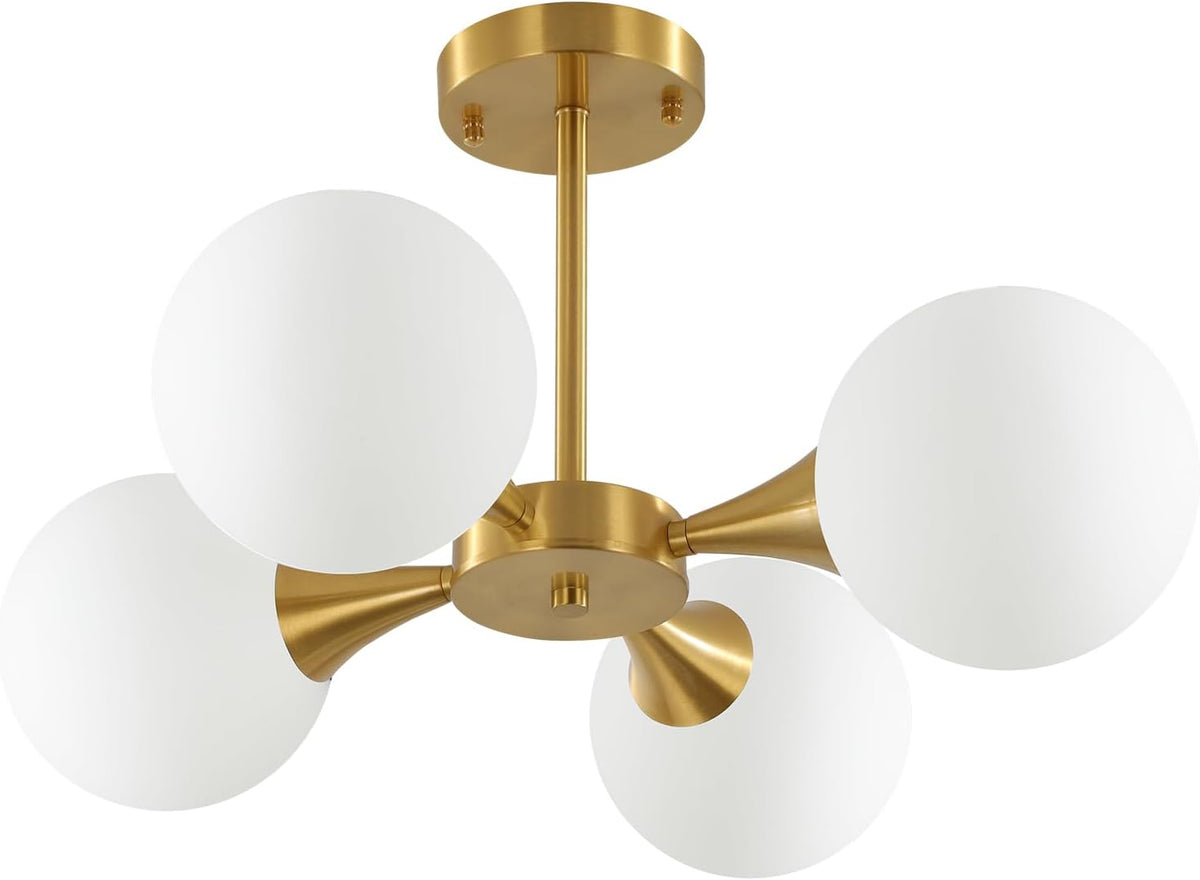 KCO Lighting Modern Globe Ceiling Light Gold Semi Flush Mount Sputnik Chandelier Mid Century