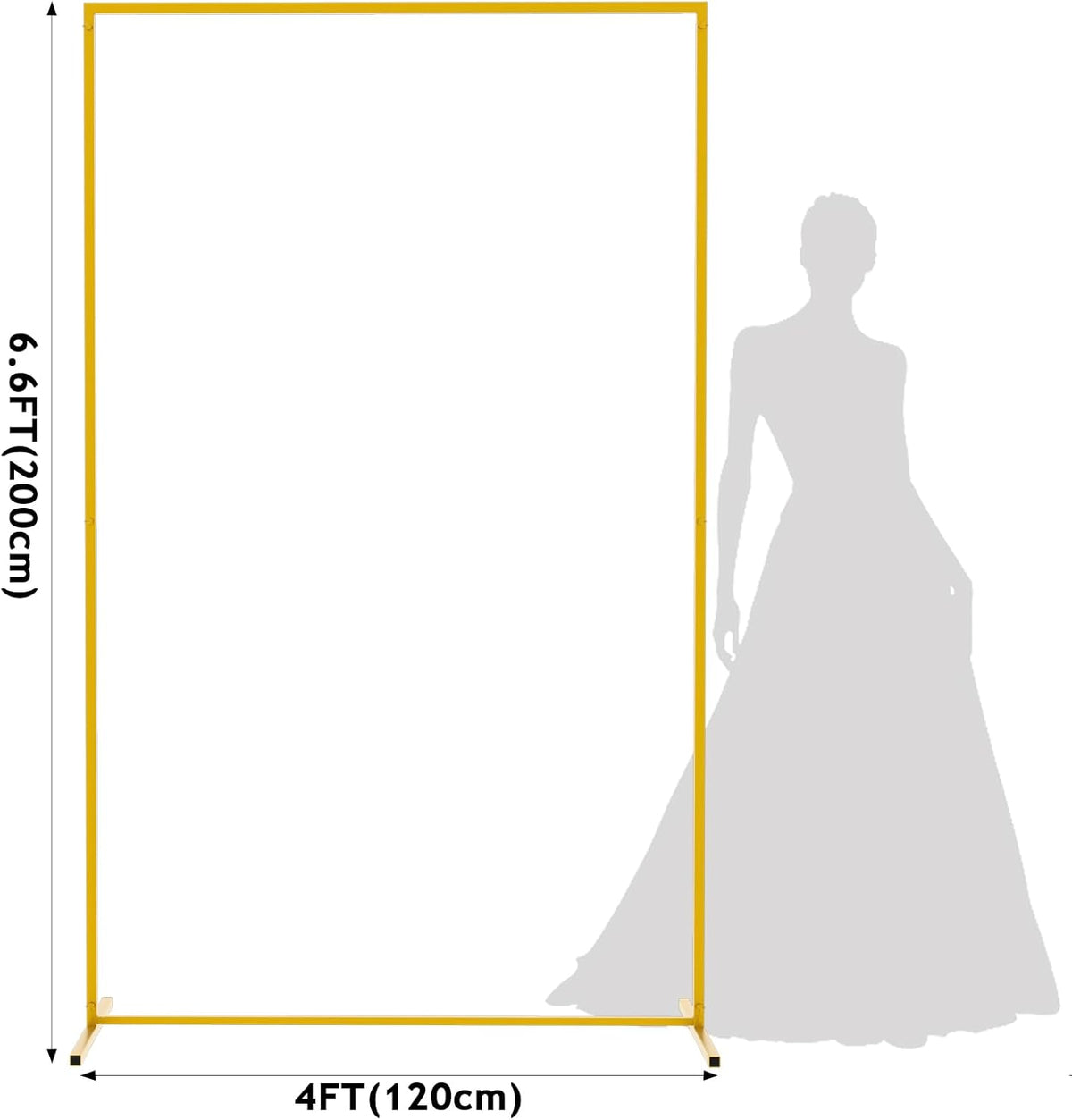 Asee'm 6.6FTx4FT Gold Wedding Arch Backdrop Stand Square Metal Rectangular Arch Frame for Ceremony