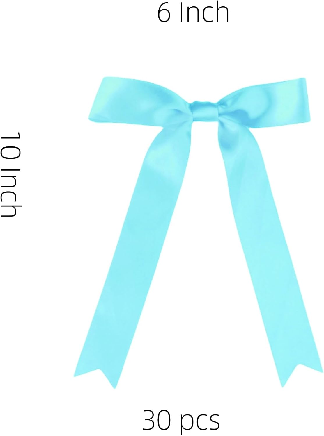 30 Pcs Turquoise Blue Satin Bows 6 X 10 Inch Premade Bows with Twist Tie for Wedding Florist Decor
