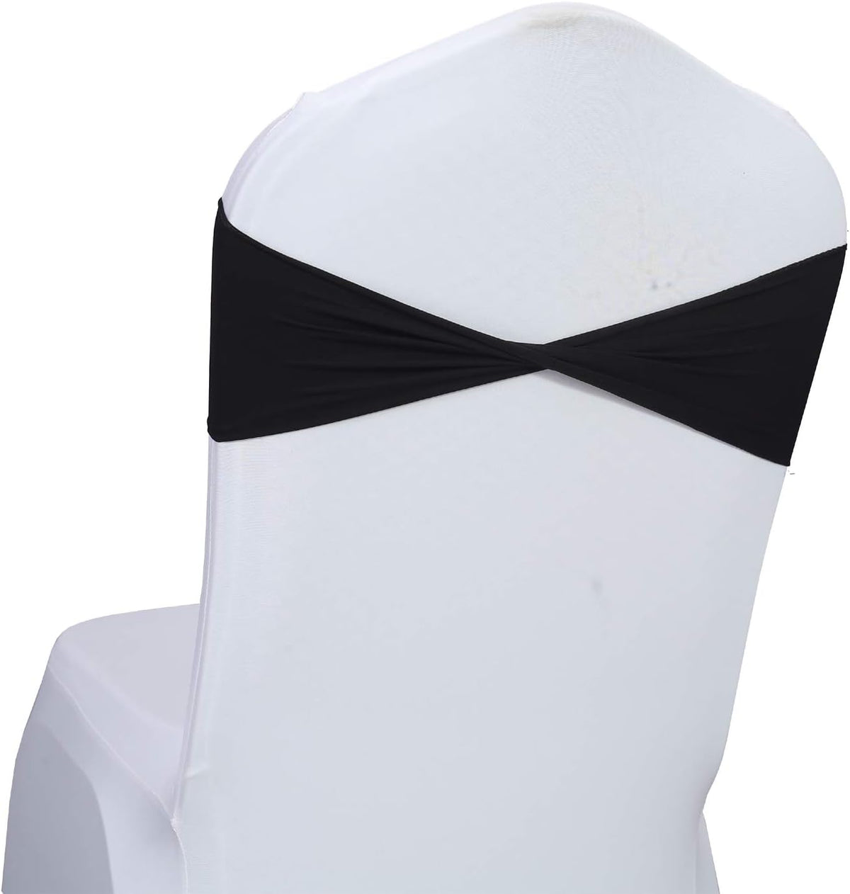 VDS Pack of 75 PCS | Black | Spandex Chair Sashes Bows Without Buckle | Stretch Elastic Banquet