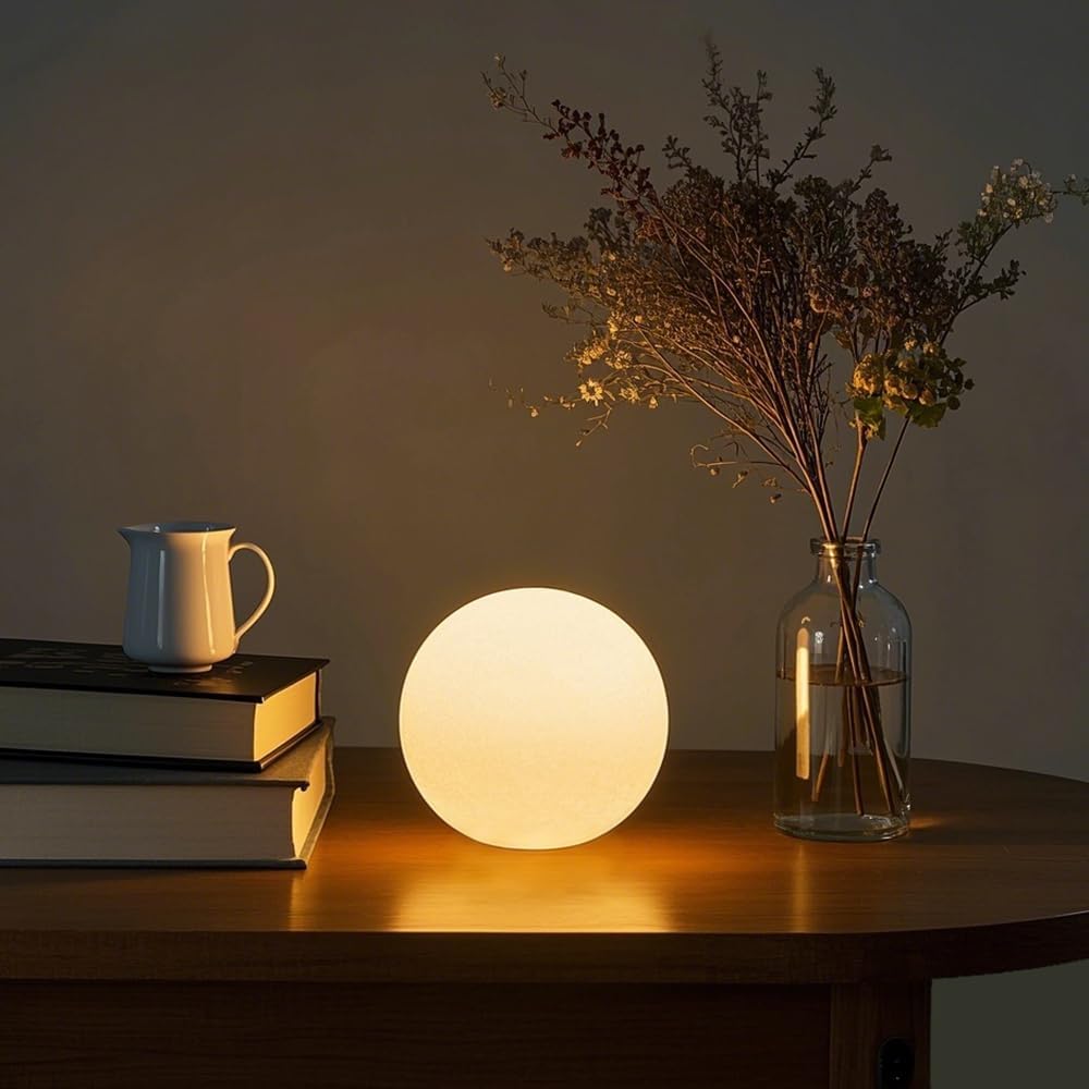 LED Ball Light, 6-inch Glowing Orb Light, Rechargeable Globe Lamp, Dimmable Mood Light W/Remote