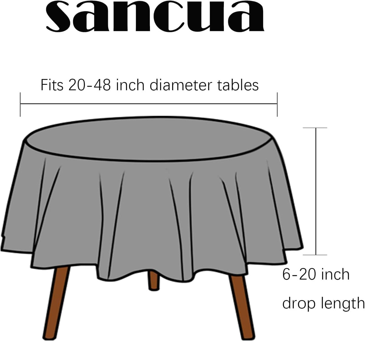 sancua Round Tablecloth - 60 Inch - Water Resistant Spill Proof Washable Polyester Table Cloth