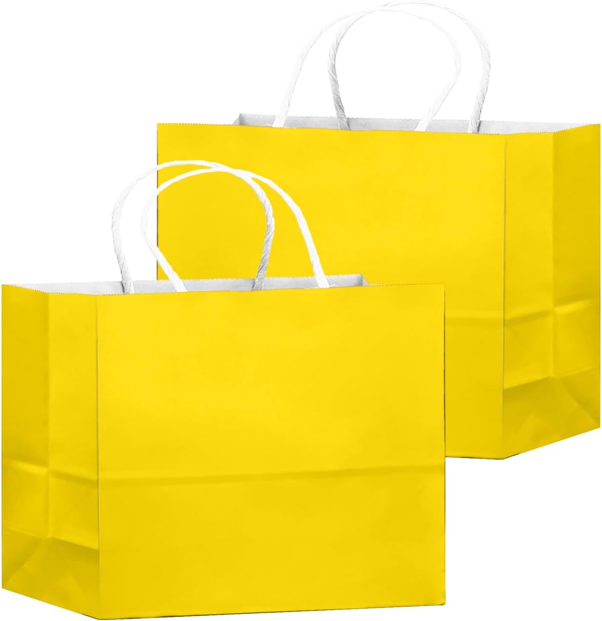 qiqee 100PCS Large Gift Bag with Handles Bulk 13"x4.5"x10" Gift Bags Bright Yellow Multiple Uses