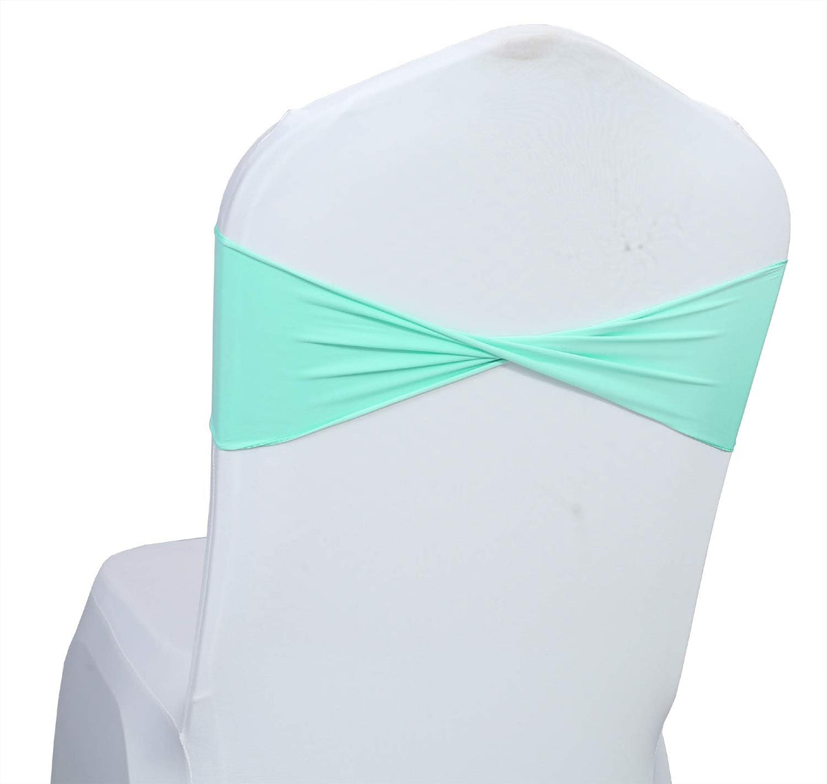 VDS Pack of 10 PCS | Tiff Blue | Spandex Chair Sashes Bows Without Buckle | Stretch Elastic Banquet