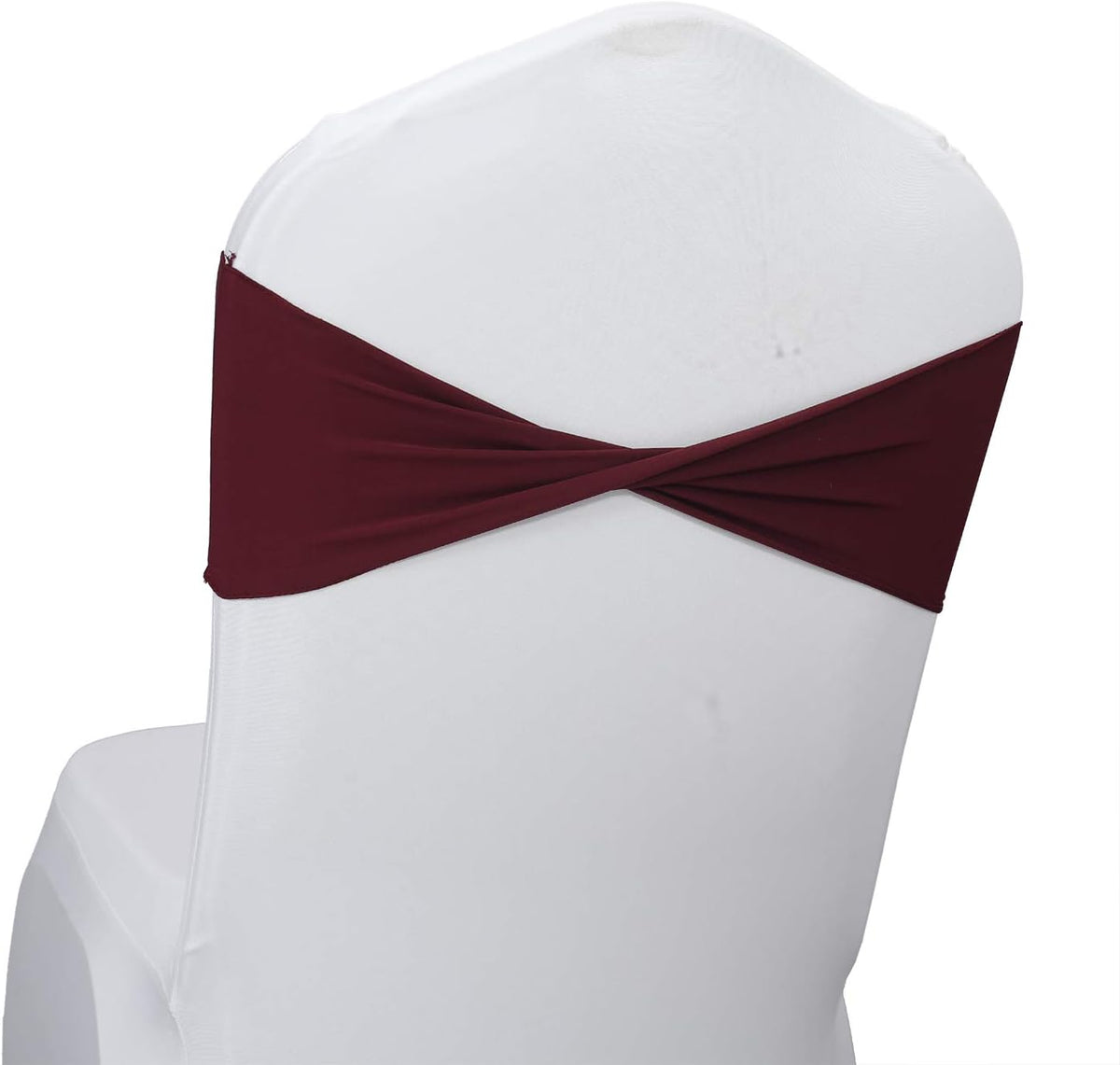 VDS Pack of 100 PCS | Burgundy | Spandex Chair Sashes Bows Without Buckle | Stretch Elastic Banquet