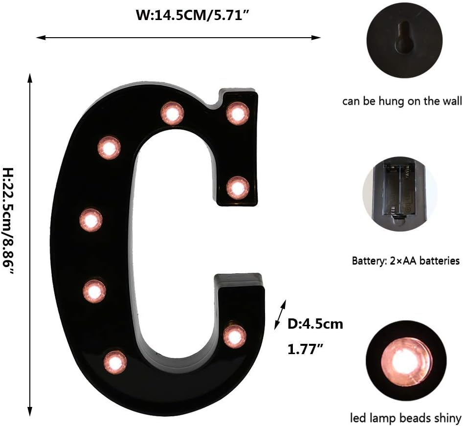 OYCBUZO Light Up Black Alphabet Marquee Letters Sign LED Marquee Number Lights Sign for Night Light