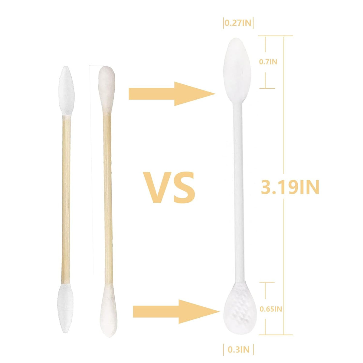 Paper Stick Thick Cotton Swabs with Precision and Flattened Tip 375pcs, Pointed&Flattened Tip