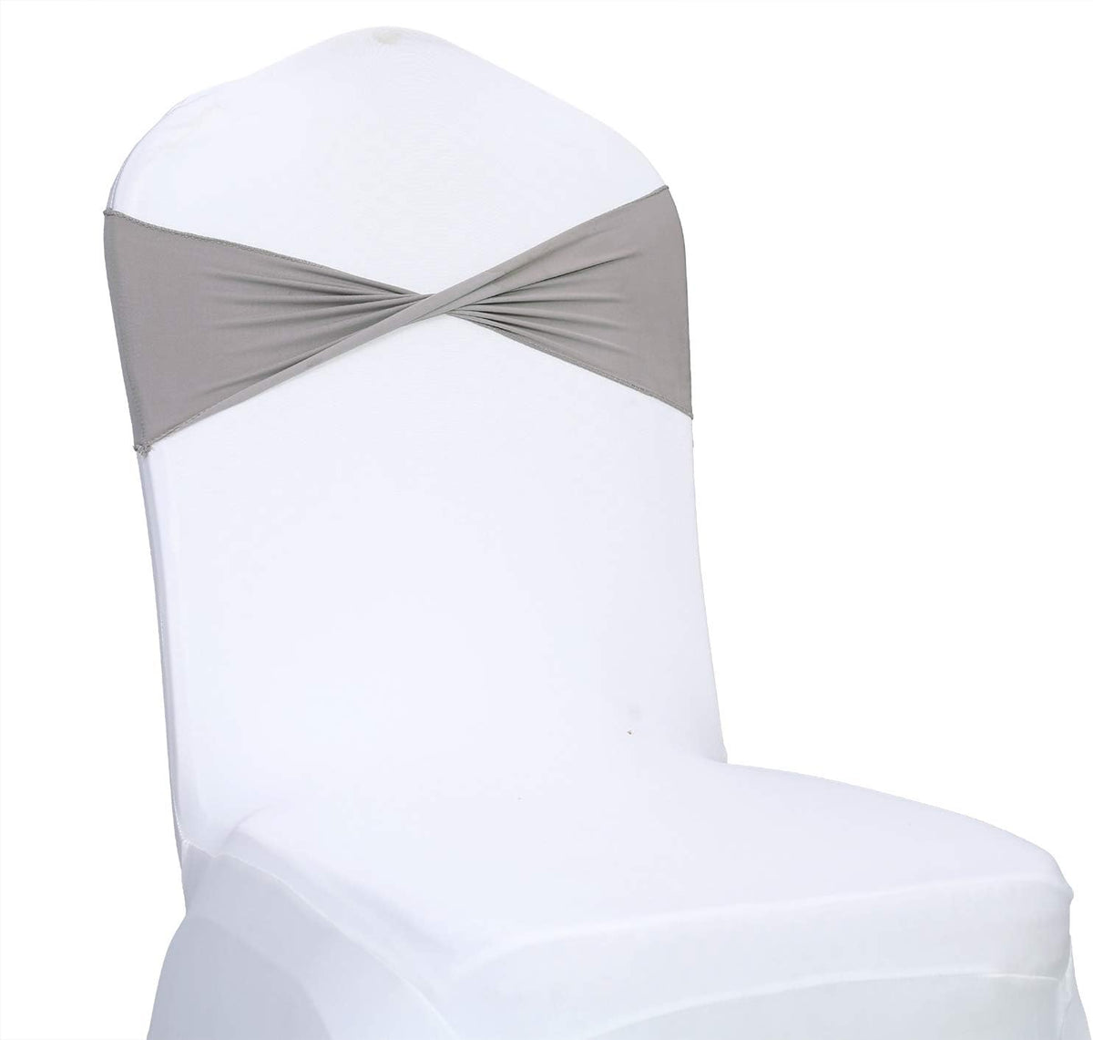 VDS Pack of 10 PCS | Silver Grey | Spandex Chair Sashes Bows Without Buckle | Stretch Elastic