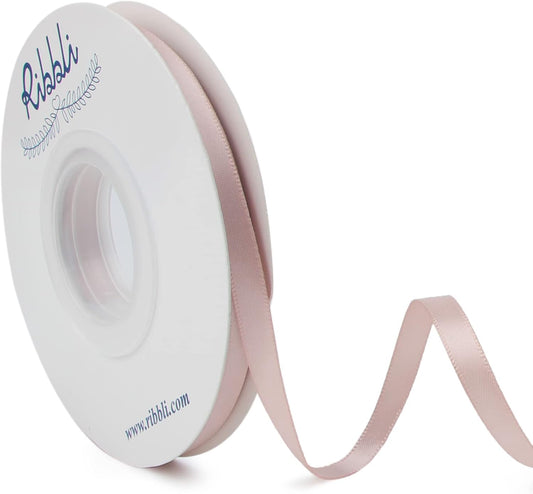Ribbli Vanilla Double Faced Satin Ribbon,1/4” x Continuous 25 Yards,Use for Craft Bows Bouquet
