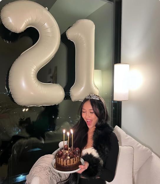 Cream White Number 1 Balloon 40 inch, Number 1 Birthday for Boy Girl, Cream White Foil One Balloon