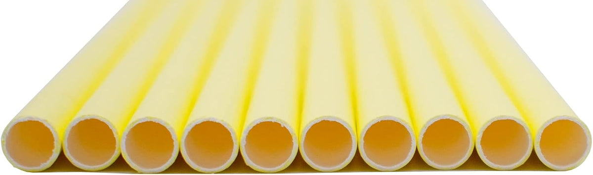 Pack of 300 Pastel Yellow Biodegradable 4-Ply Paper Drinking Straws (Compostable, Non-toxic