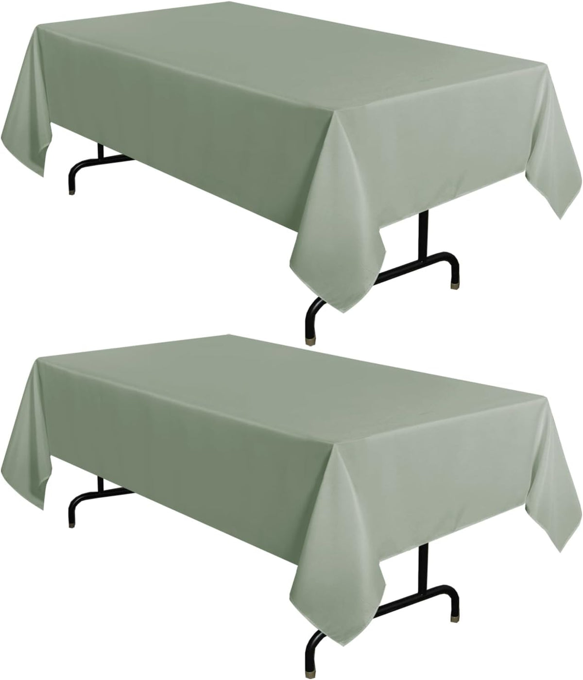 sancua 2 Pack Sage Green Tablecloth 60 x 102 Inch, Rectangle Table Cloth for 6 Feet Tables - Stain