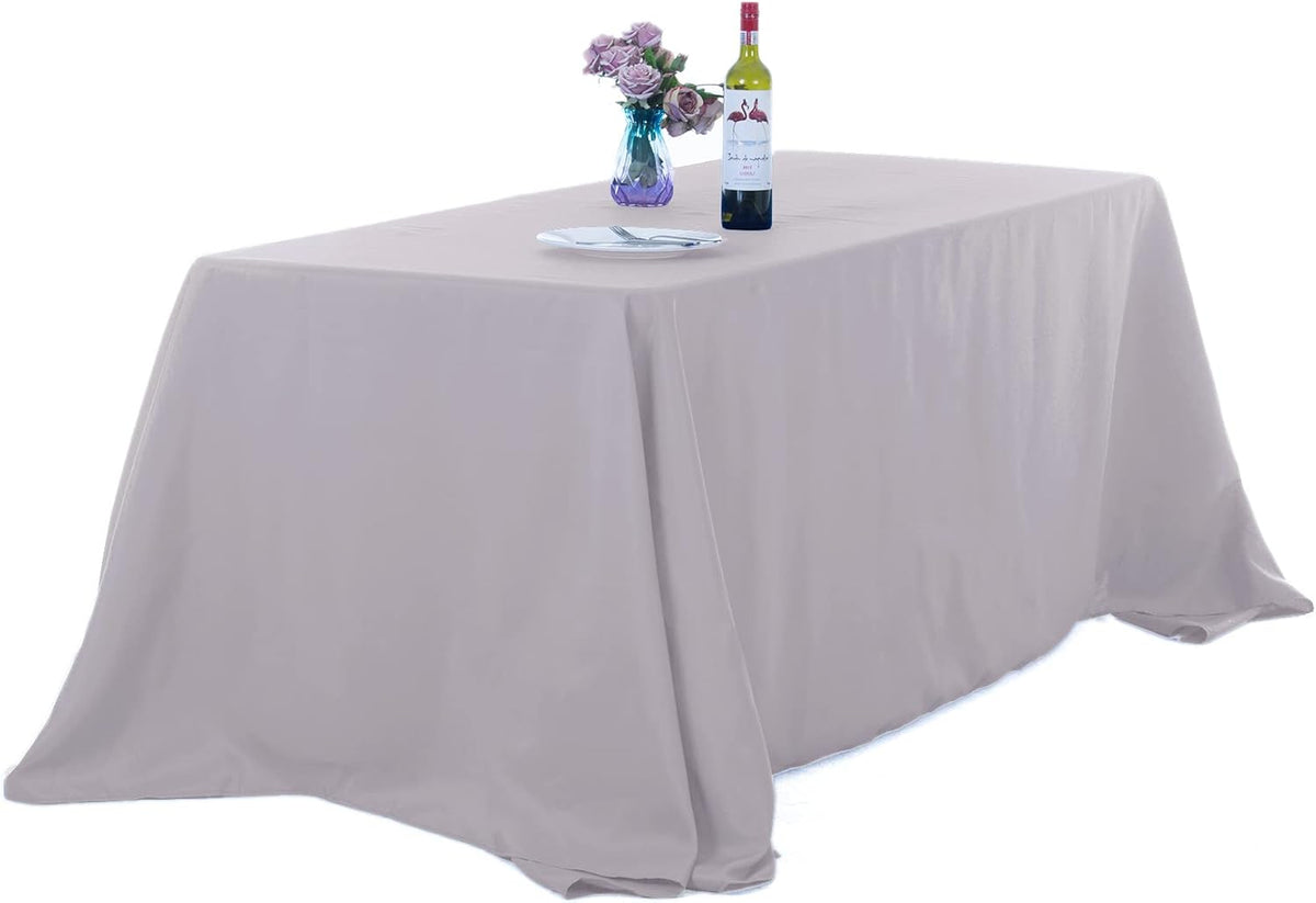 Ascoza 2pack 90x156 Inch Silver Rectangular Tablecloth 6 Feet Table Cloth in Polyester Fabric for