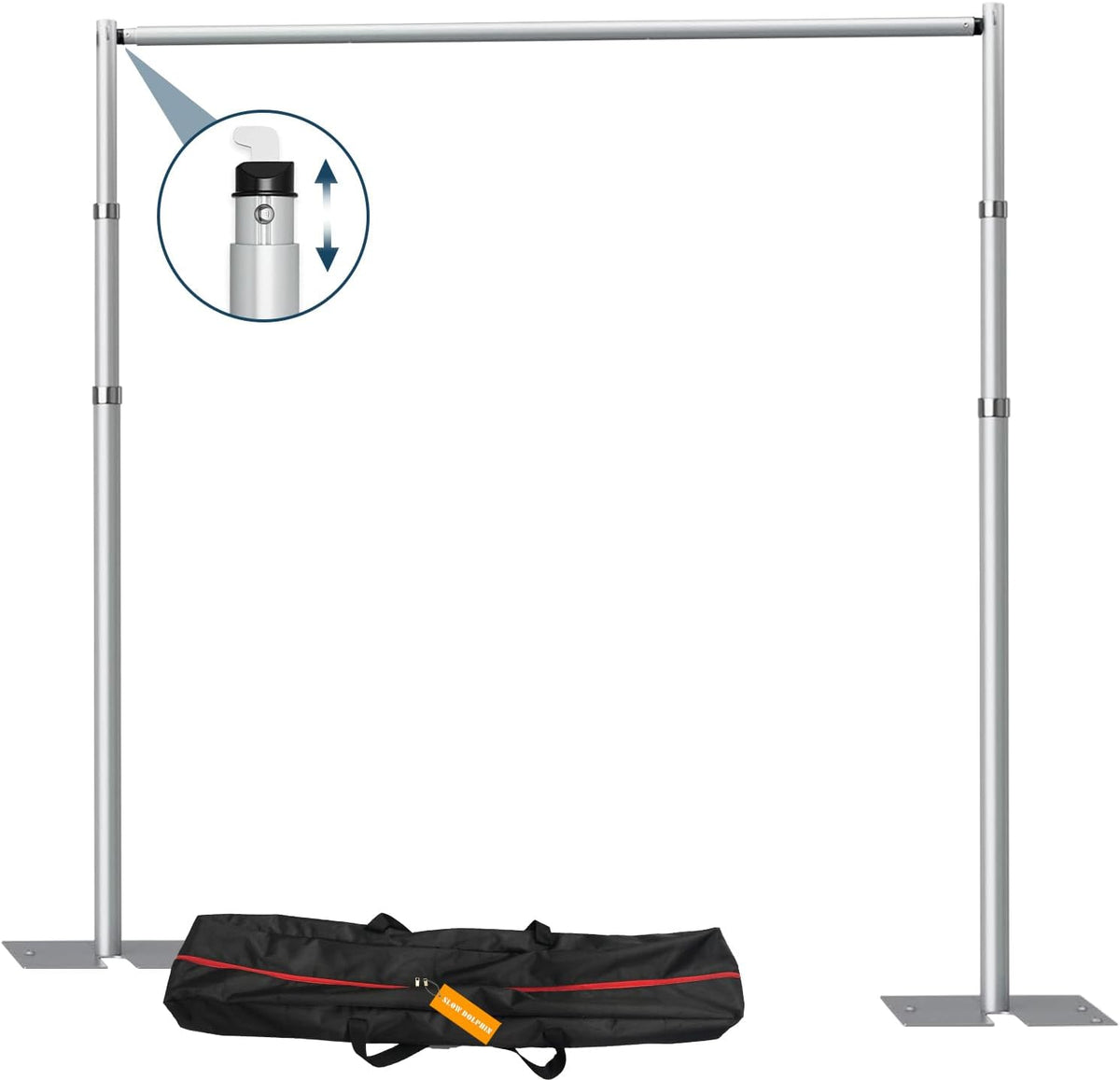 SLOW DOLPHIN 10x 8.6ft Pipe and Drap Backdrop Stand Kit,Heavy Duty Adjustable Frame Backdrop Stand