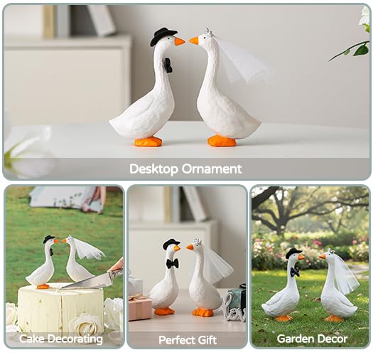 SUTIMAS Fun Wedding Cake Toppers Unique Goose Cake Toppers, Couples Wedding Cake Decorations, Cool