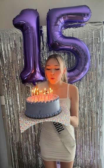Big Mylar Purple Number 5 Balloon 40 Inch, 5th Birthday Number Balloon 2025 Decorations, Men Boy 15