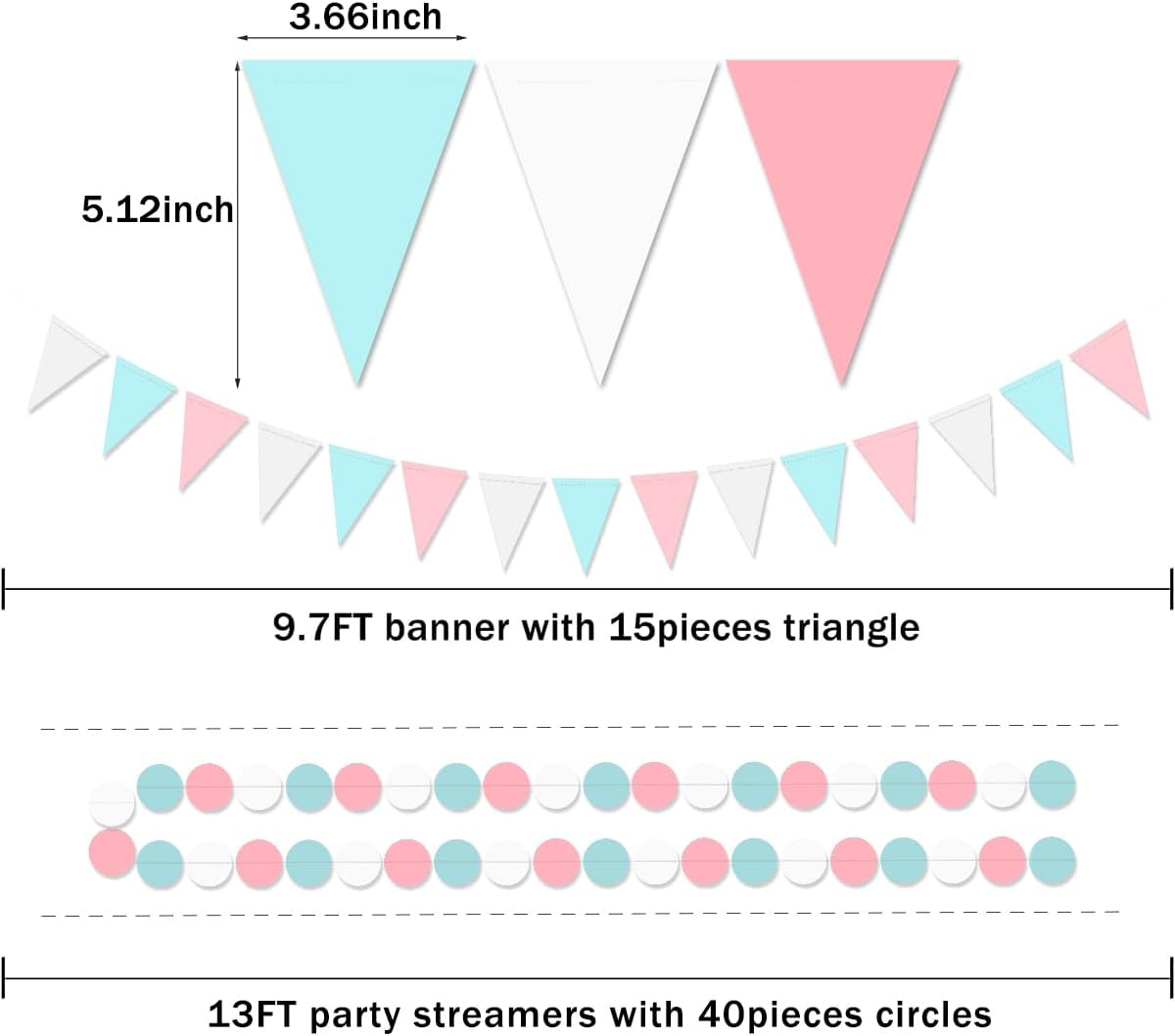 Gender Reveal Decorations Blue Pink - 23pcs Tissue Paper Flowers Pom Poms Banner Tassel Garland