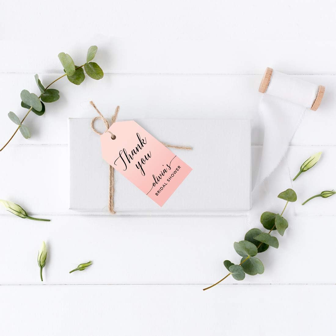 Andaz Press Personalized Blush Pink Rose Elegant Party Collection, Classic Tags, Thank You Olivia's