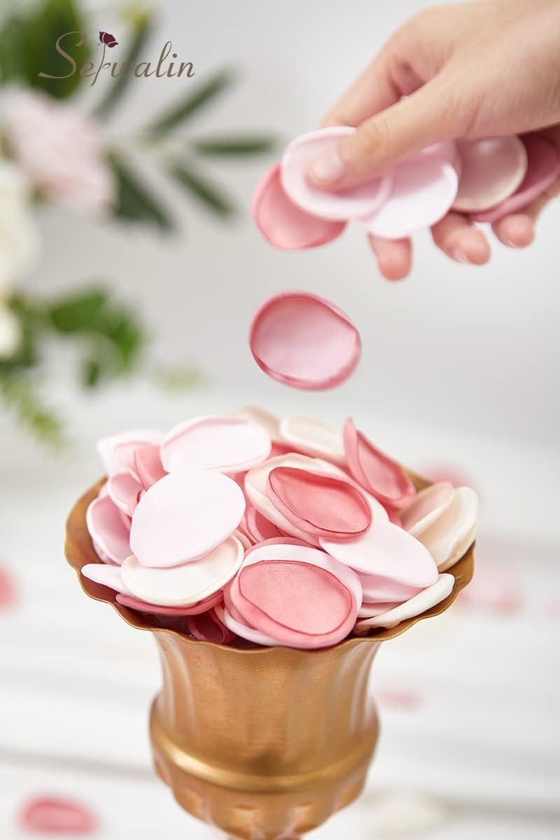 Serwalin 300Pcs Silk Rose Petals Flower Petals for Weddings Blush Pink Petals Fake Petals for