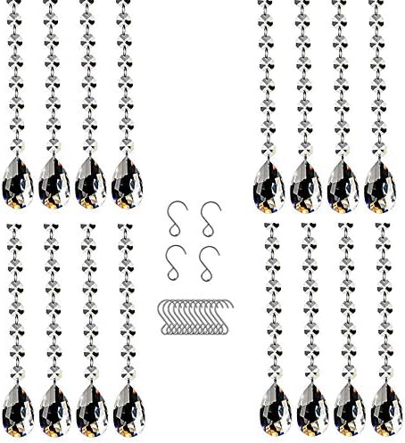 16 Pack 20" Hanging Crystals for Chandeliers Clear Teardrop Crystal Chandelier Pendants Parts