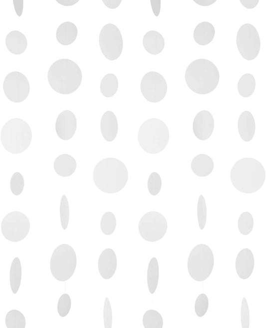 White Paper Garland Circle Dot Party Banner Wall Streamers Backdrop Ceiling Hanging Decorations, 20