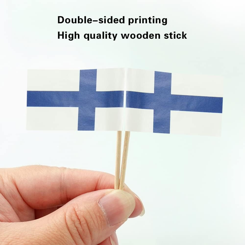 Finland Flag Finnish Flag, Small Mini Finland Toothpick Flags for Food, Cupcakes, Cocktails
