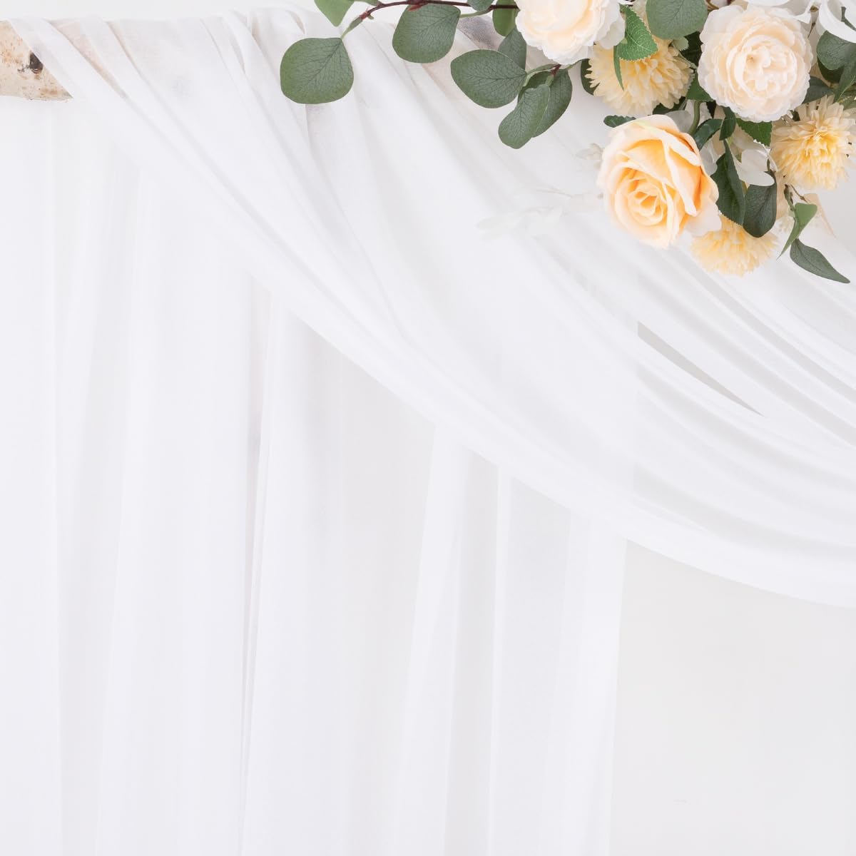 Socomi White Sheer Wedding Arch Draping Fabric 29" x 20Ft 1 Panel Outdoor Curtain Drapes Extra Long