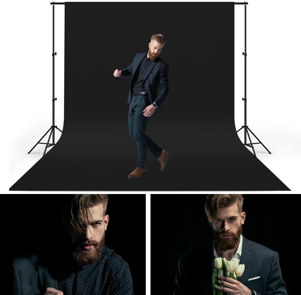 10X20ft Black Photo Backdrops for Photography, LCUIRC Two Rod Pocket Backdrops Curtain for Parties